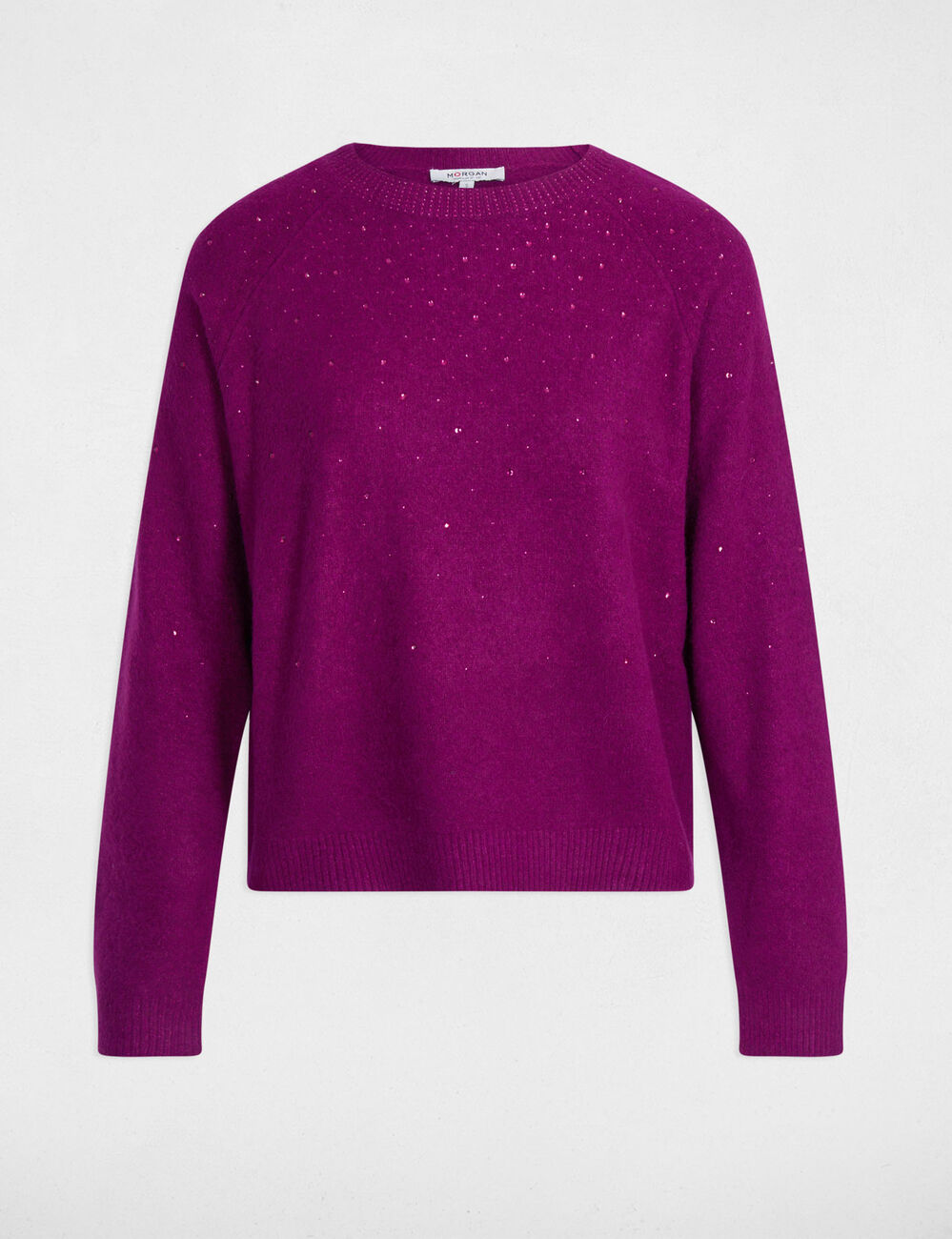 pull ajuste strass violet femme Pull ajusté strass violet femme