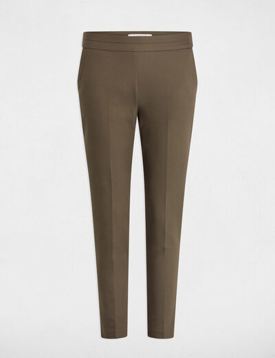 Pantalon cigarette 7/8ème vert kaki femme