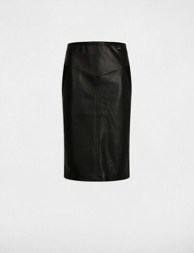 Jupe ajustée similicuir noir femme