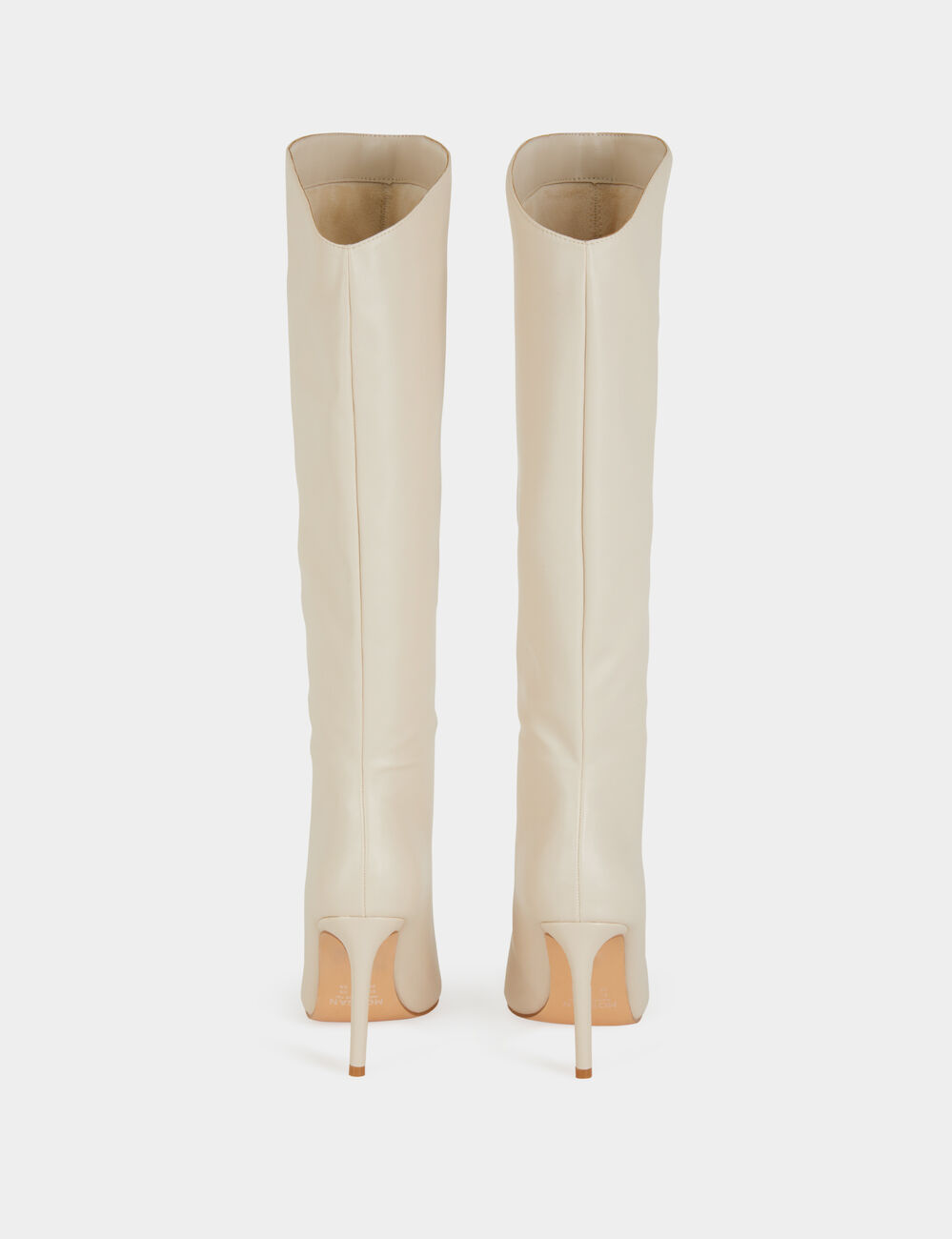 Bottes hautes à talons aiguilles ivoire femme