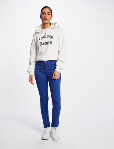 Pantalon skinny taille basse bleu moyen femme