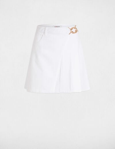 Jupe en jean plissée blanc femme