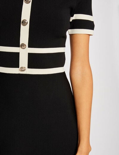 Robe pull droite manches courtes noir femme