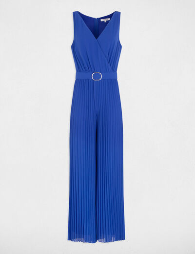 Ruimvallende jumpsuit bleu electrique vrouw