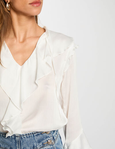 Blouse met lange mouwen helder wit vrouw