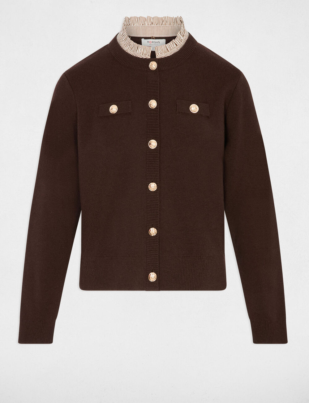 Vest met sierknopen donker bruin vrouw