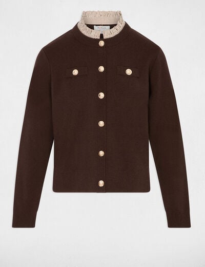 Vest met sierknopen donker bruin vrouw