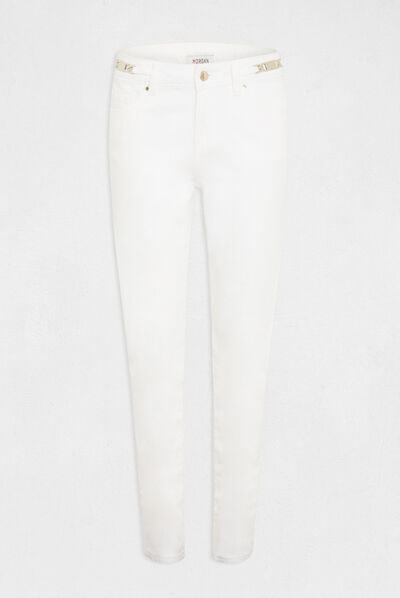 Smalle jeans met metallic verfraaiing ecru vrouw