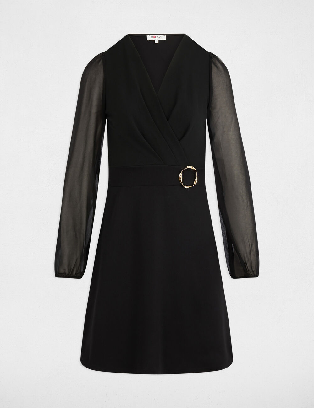 Robe courte voile noir femme