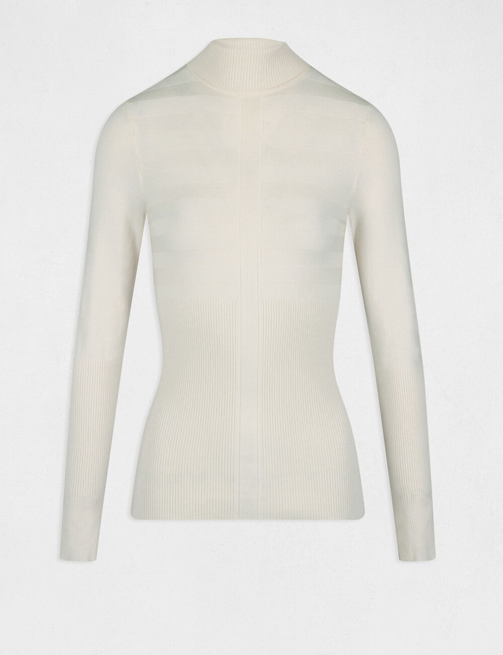 Pull manches longues &agrave; col roul&eacute; ivoire femme