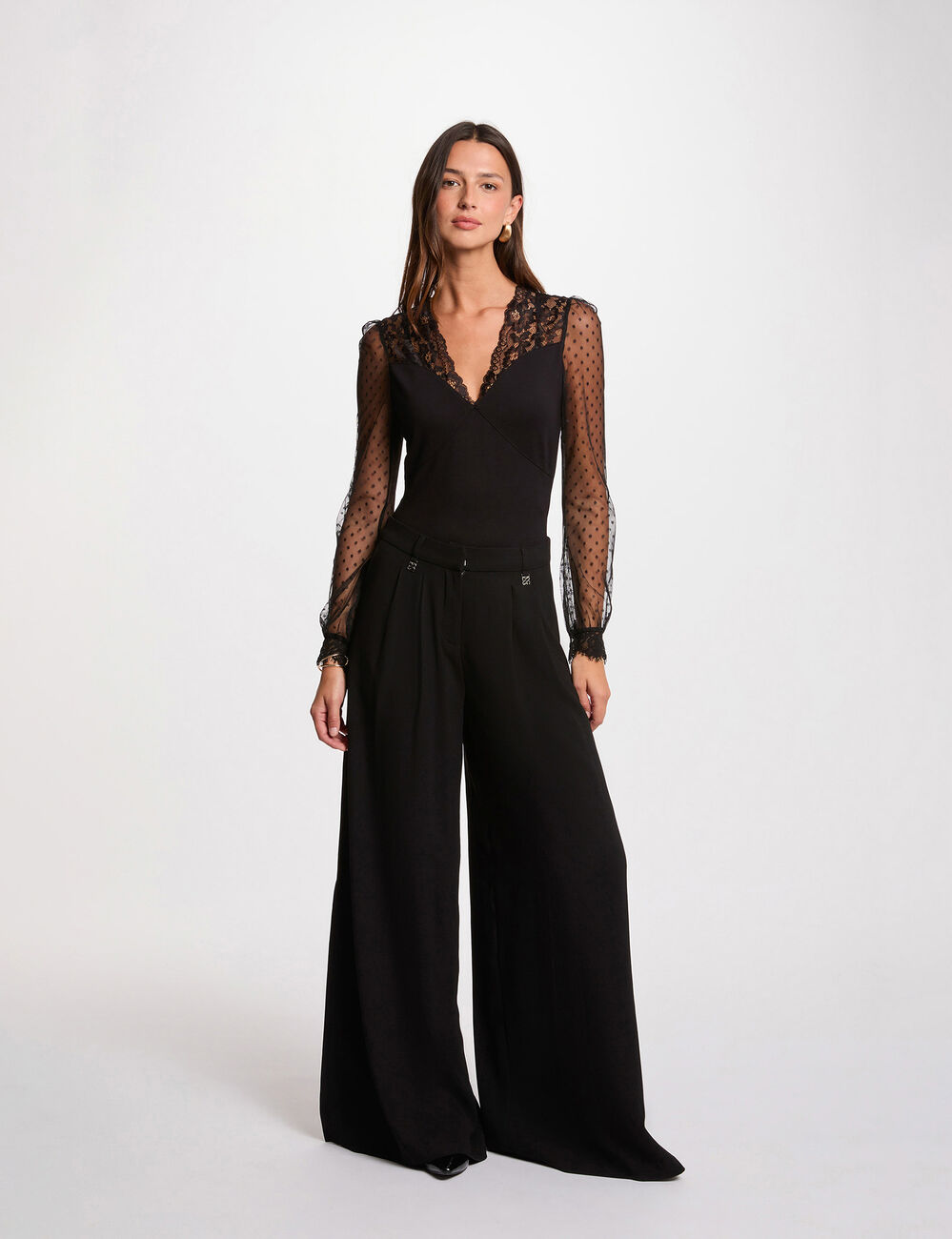 Body met lange mouwen zwart vrouw