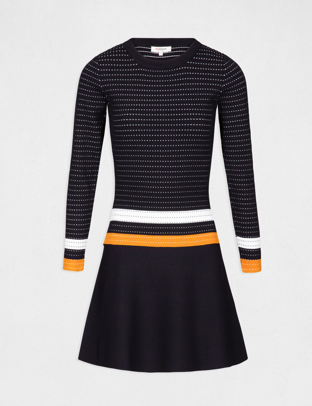 Robe patineuse &agrave; bandes contrastantes marine femme