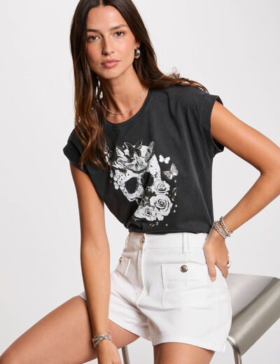 T-shirt manches courtes gris foncé femme