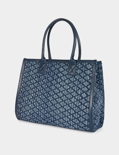 Sac cabas matelass&eacute; denim stone femme