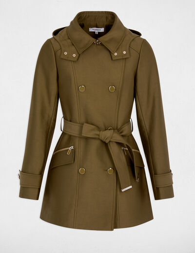 Getailleerde trenchcoat met capuchon brons vrouw