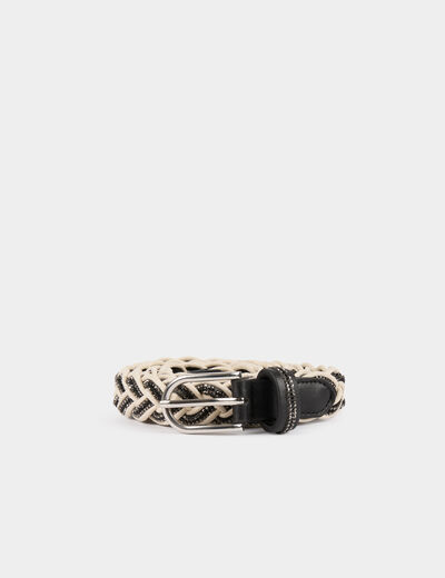 Ceinture tressée à strass noir femme