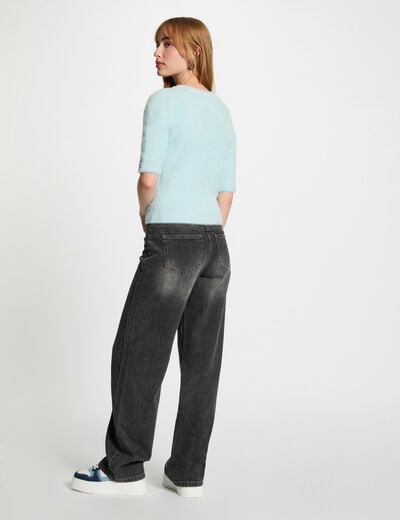 Pull manches courtes bleu ciel femme