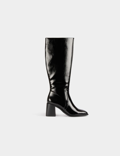 Bottes vernies à talons noir femme