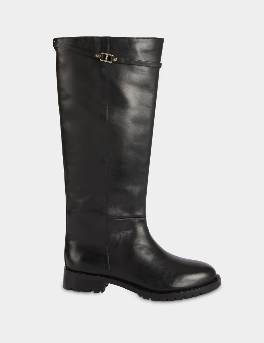 Botte cavali&egrave;re en cuir noir femme