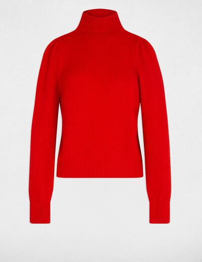Pull col montant rouge femme