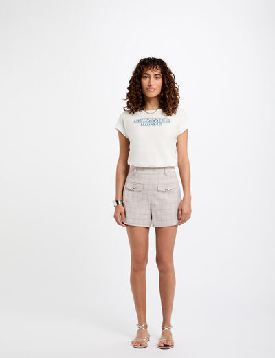 Hoge taille short met ruitprint meerkleurig vrouw