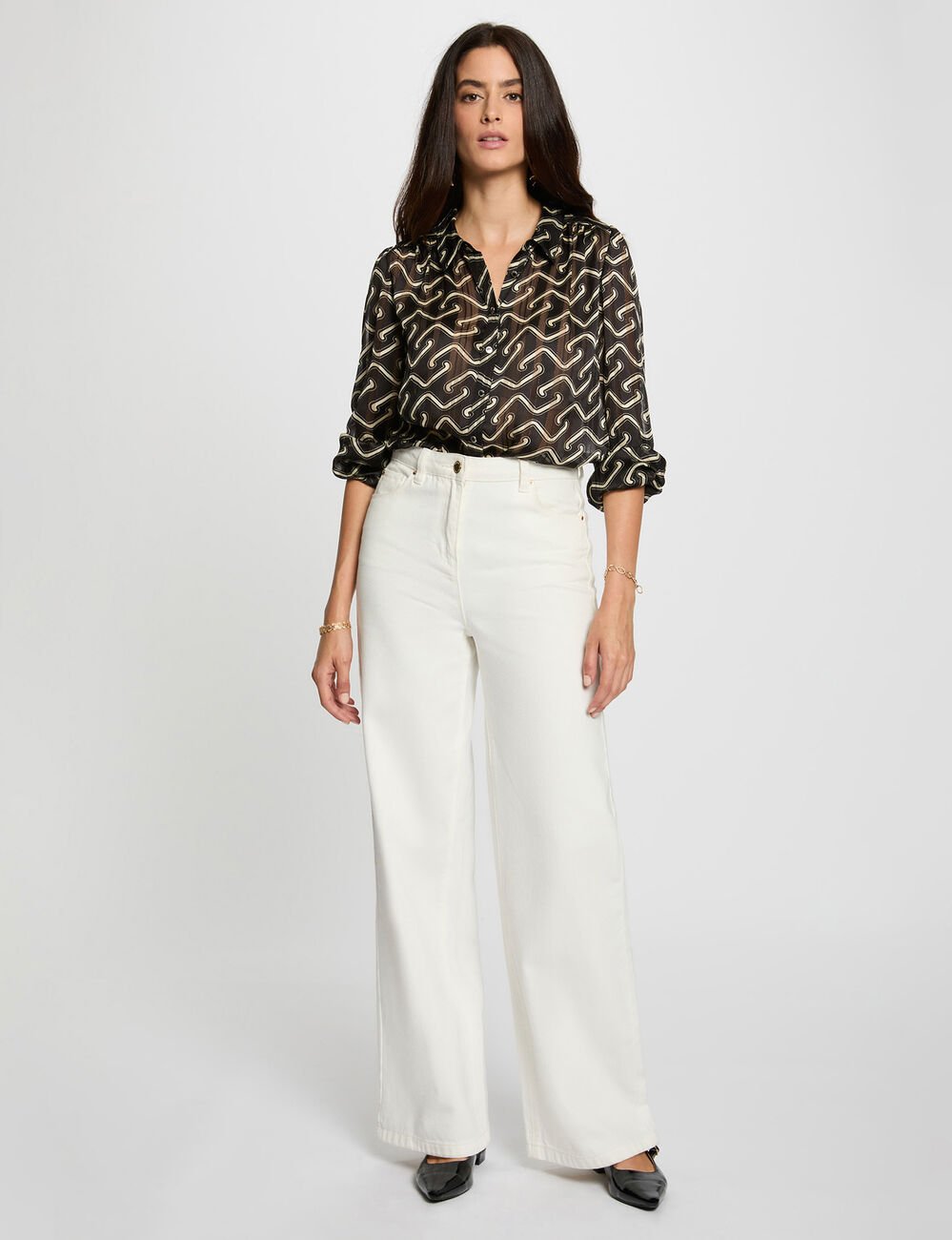 Chemise voile imprimée multicolore femme