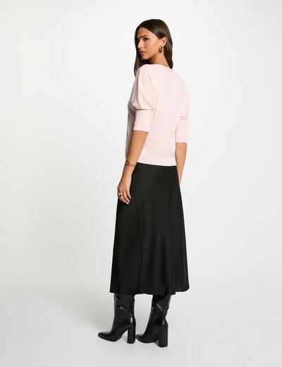 Jupe longue satinée noir femme