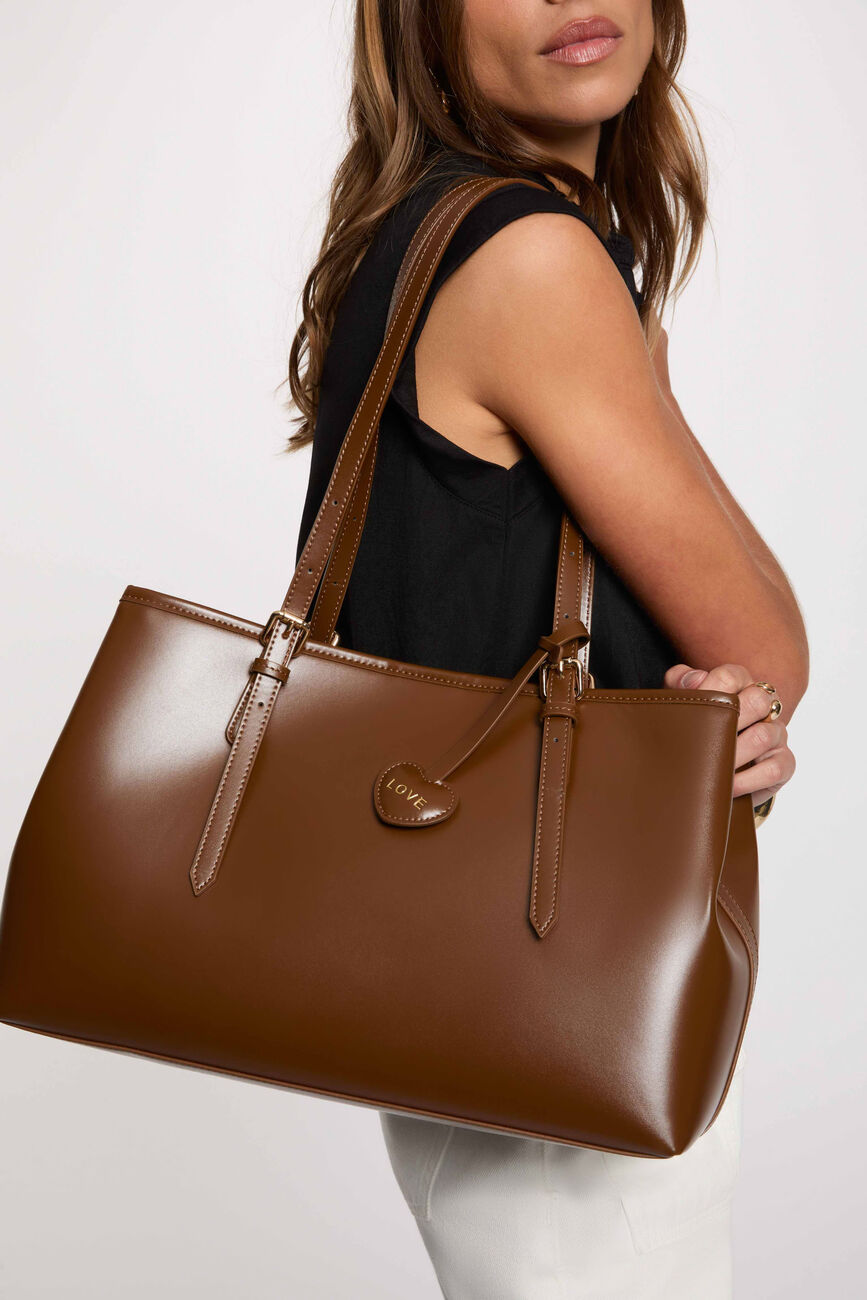 Sac cabas similicuir marron femme