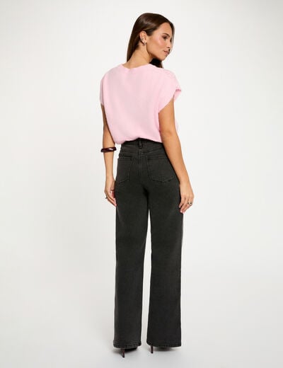 Pull sans manches ajour&eacute; rose femme