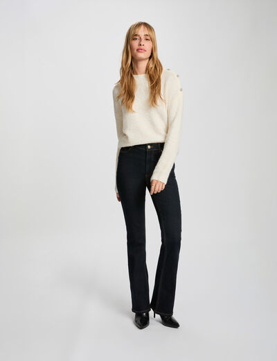Bootcut jeans met hoge taille ruw denim vrouw