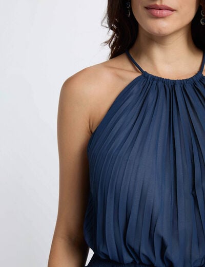 Robe longue pliss&eacute;e multicolore femme