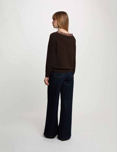Pull col bateau marron fonc&eacute; femme