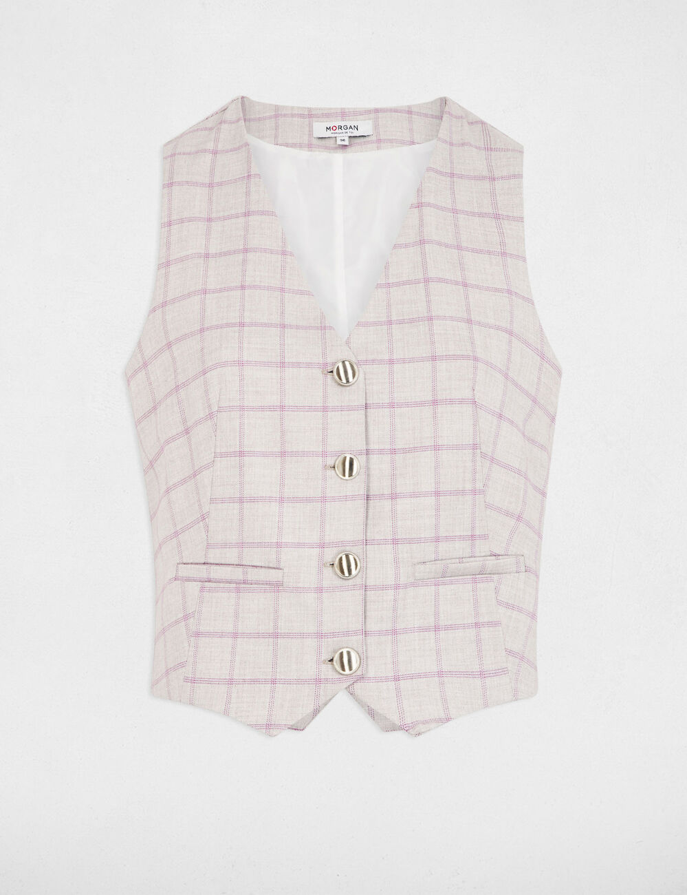 Mouwloos gilet met ruitprint meerkleurig vrouw