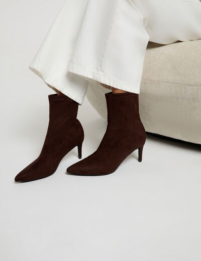 Botte en su&eacute;dine marron fonc&eacute; femme
