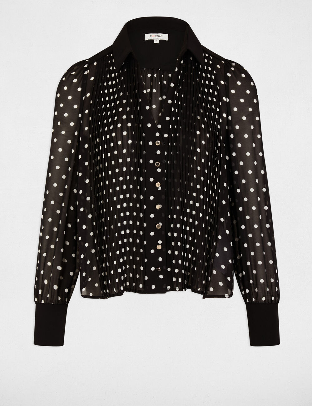 Lange mouwen blouse met stippen zwart vrouw