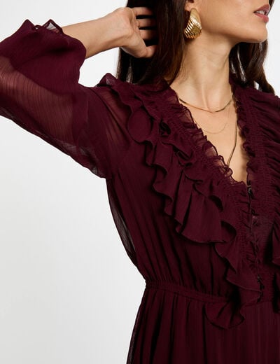 Nauwsluitende korte jurk pruim vrouw