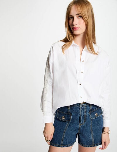 Chemise manches longues blanc femme