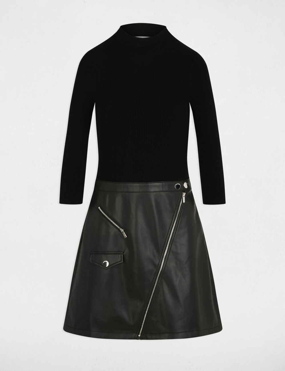 Robe courte ajustée noir femme