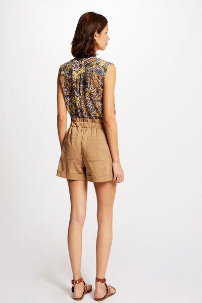 Blouse sans manches imprimé végétal multico femme