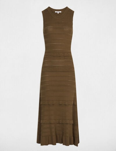 Robe longue cintr&eacute;e vert kaki femme