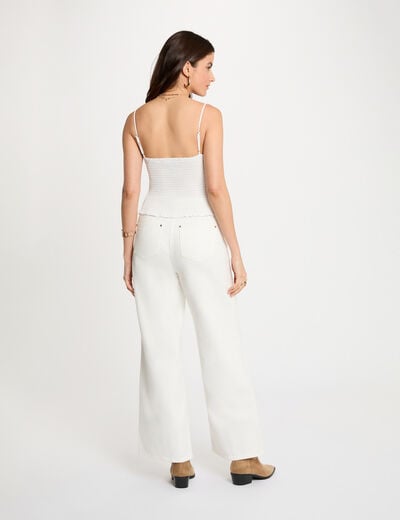 Crop top met fijne bandjes helder wit vrouw