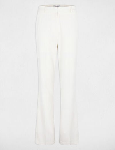 Pantalon large taille haute blanc femme