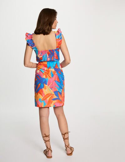 Top met print en ruches meerkleurig vrouw