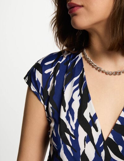 Robe courte ajustée imprimée multicolore femme