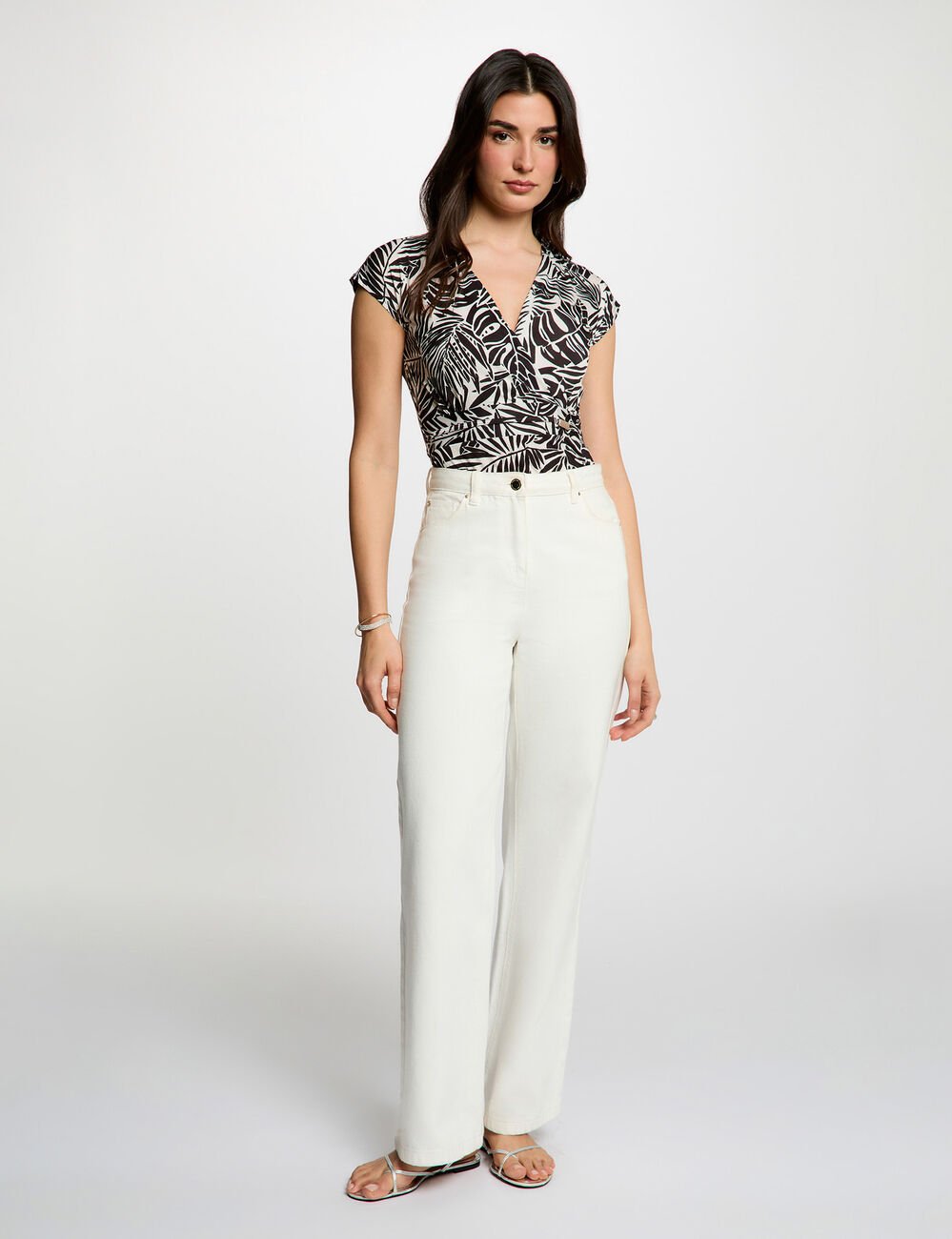 T-shirt ajust&eacute; d&eacute;collet&eacute; multicolore femme