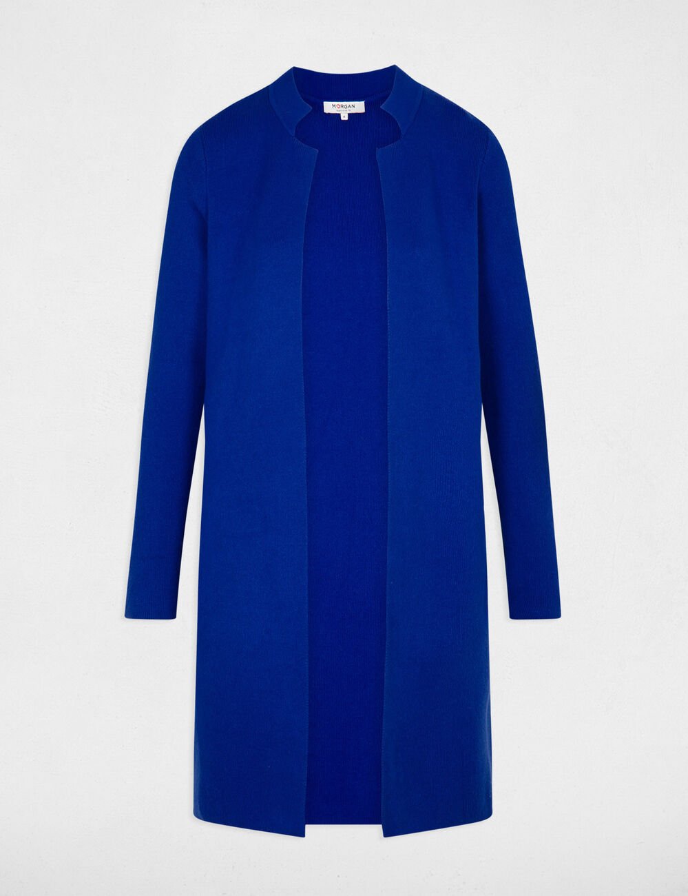 Recht jasje met ingekeepte kraag bleu electrique vrouw