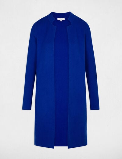 Gilet droit &agrave; col crant&eacute; bleu electrique femme