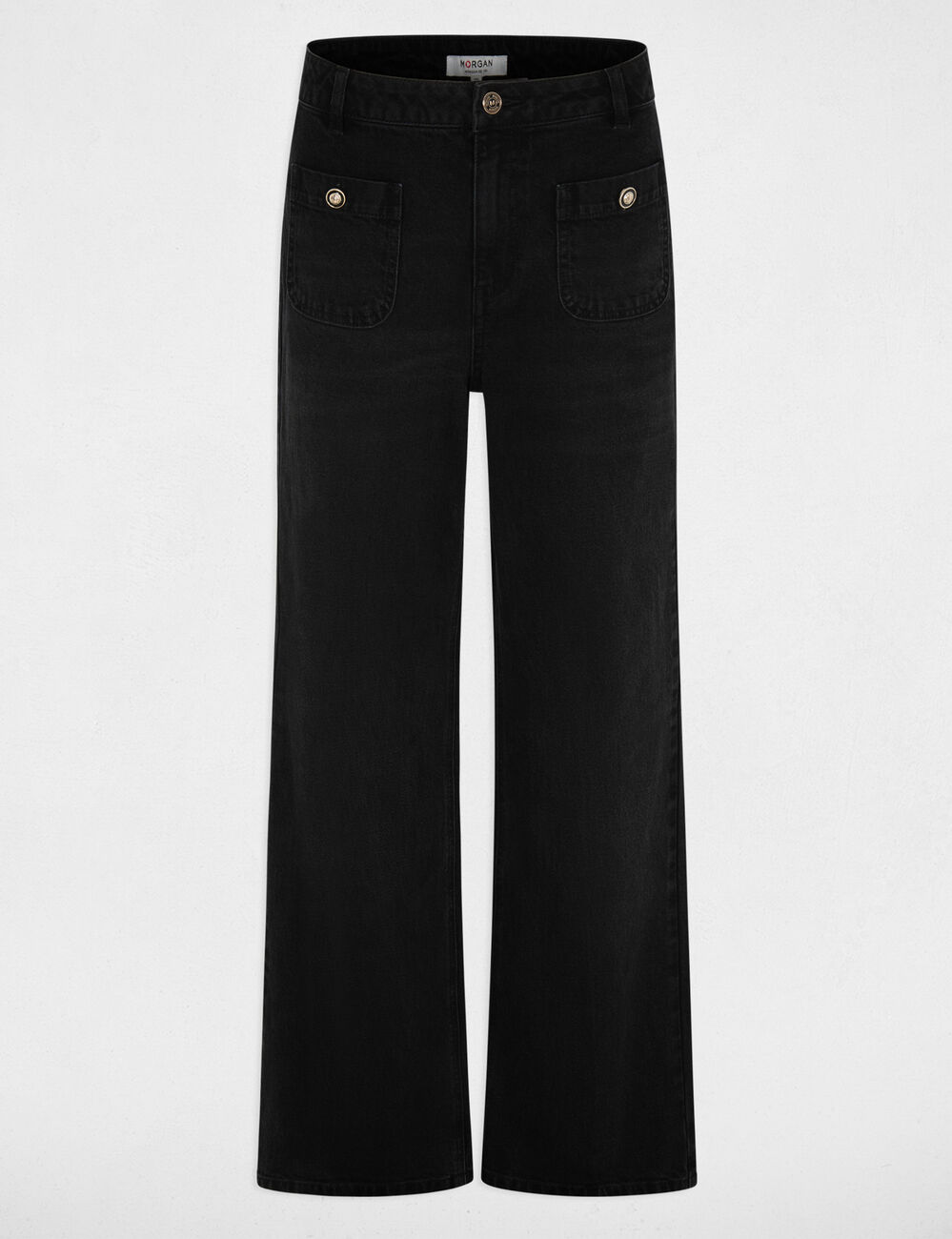 Jean large taille haute denim noir femme