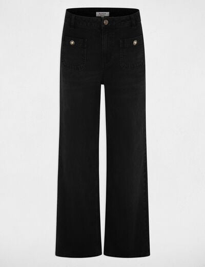Jean large taille haute denim noir femme