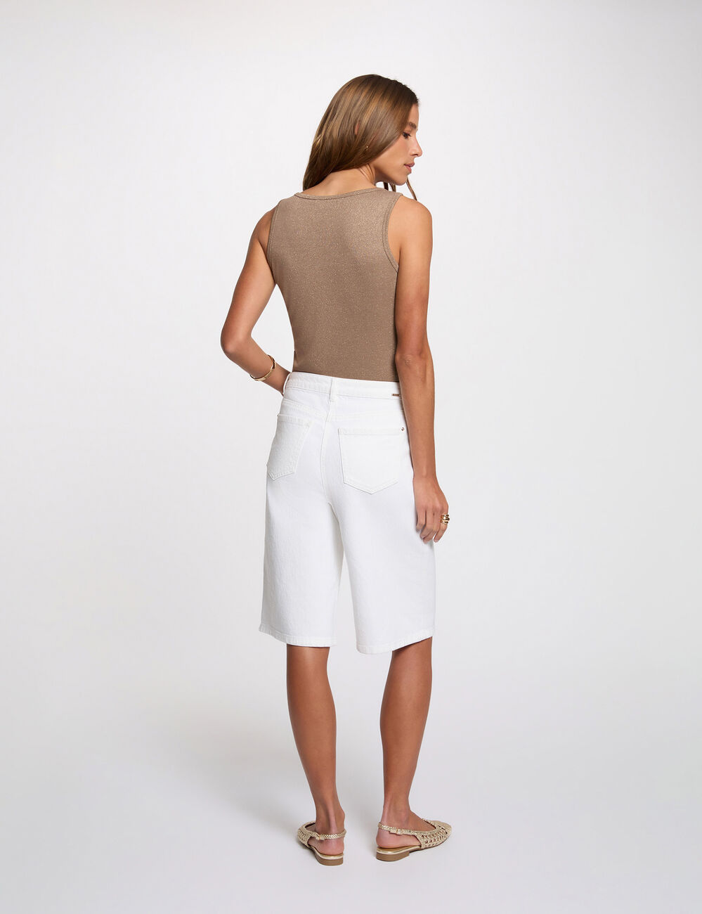 Getailleerd V-hals tanktop taupe vrouw